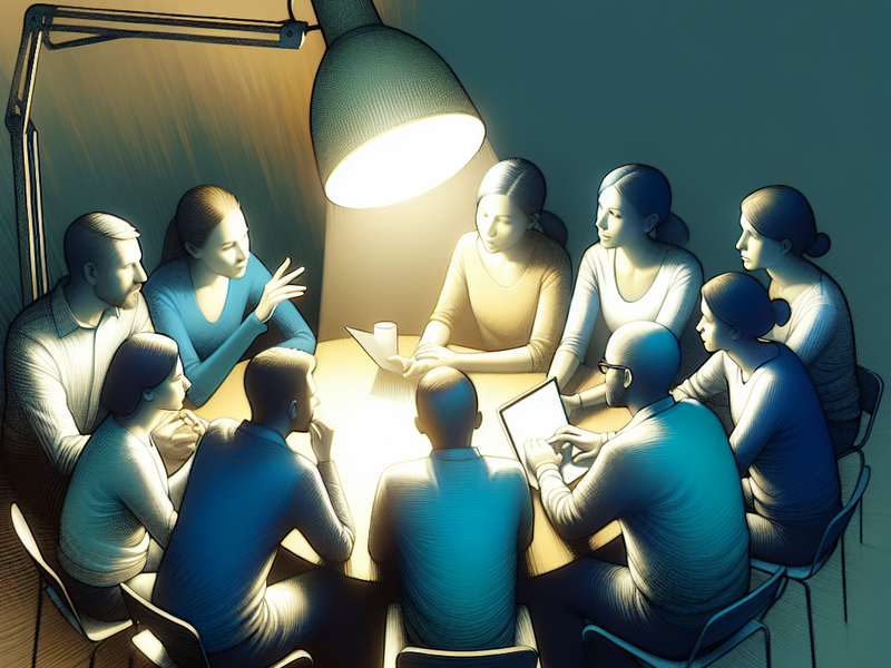 Grupo discutindo ética e tecnologia