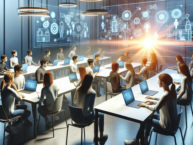 Estudantes em uma sala de aula virtual
