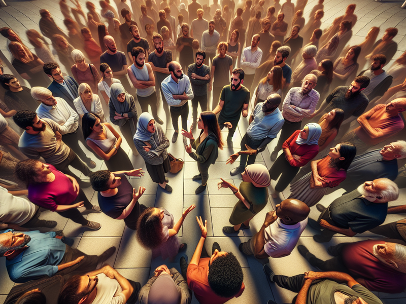 Debate político em uma praça moderna