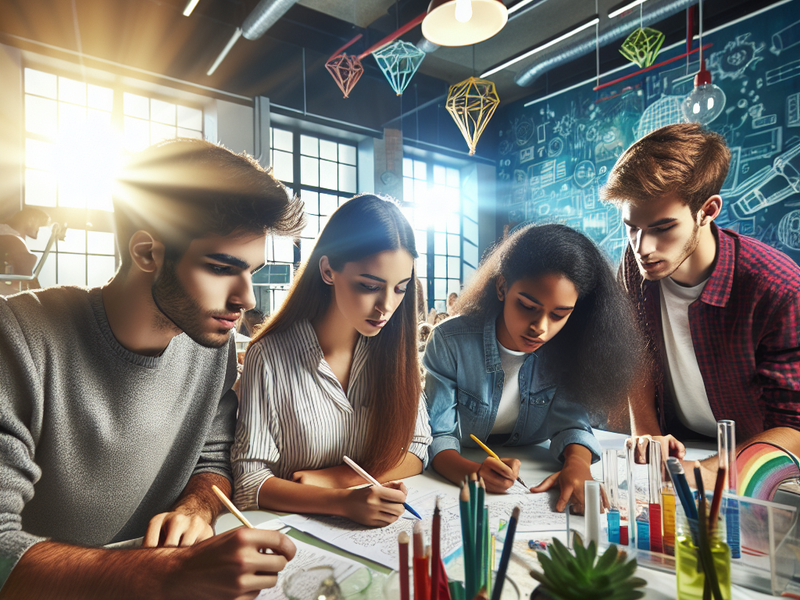 Estudantes trabalhando em um projeto