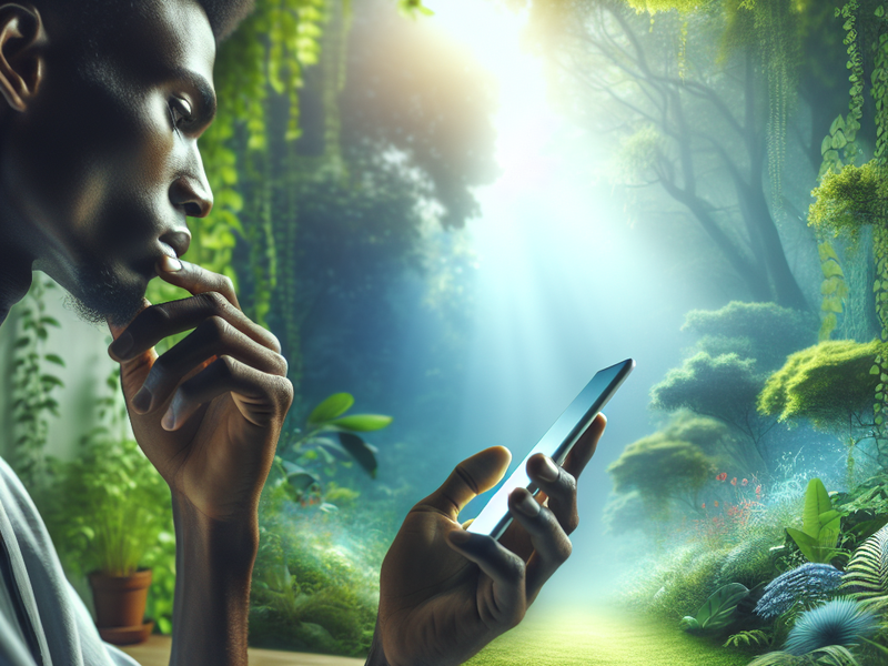 Pessoa refletindo sobre tecnologia e natureza